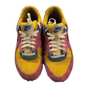 Mens Nike Air Max 90 Multi Color Suede Blue Yellow Pink CJ0612-700 ~ US Size‎ 10
